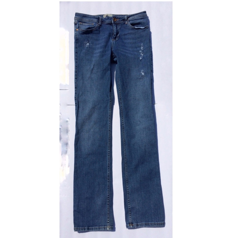 Zara Z1975 Distressed Straight Skinny Jeans